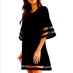 🆕⭐ Black bell sleeve mesh dress